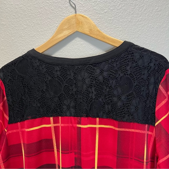 Peter Nygard Women’s Tops Size 2X Plus Red and Black Plaid Button Down Shirt - Picture 11 of 13